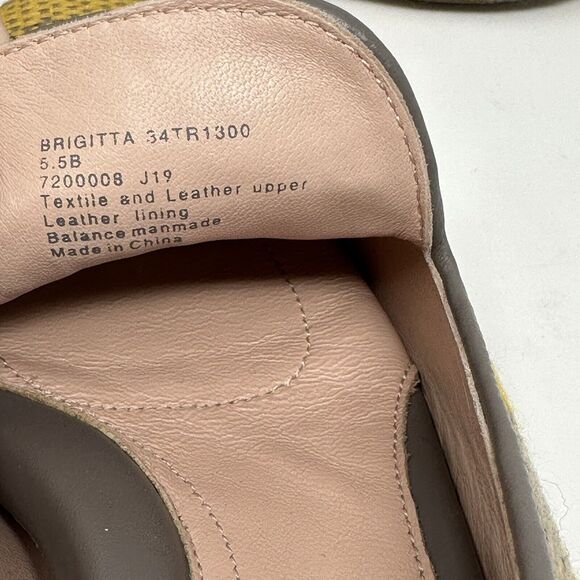 Taryn Rose Womens Woven Loafers 5.5B Yellow Grey Leather Vintage-Inspired Casual - Picture 14 of 14